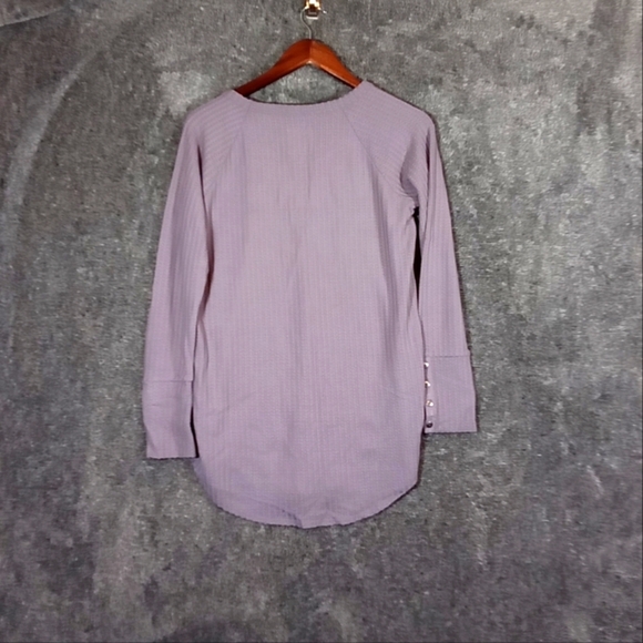 Chaser scoop neck lavender waffle knit long sleeve women's blouse medium - Picture 3 of 6